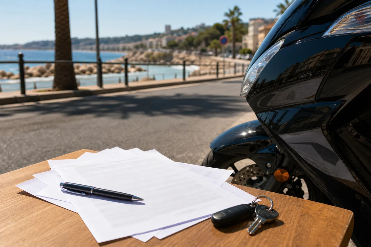 Feuillets d&rsquo;un contrat de location posés sur une table avec un stylo et un trousseau de clés